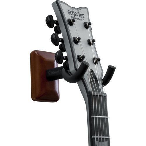  Gator Wall-Mounted Guitar Hanger with Mahogany Mounting Plate