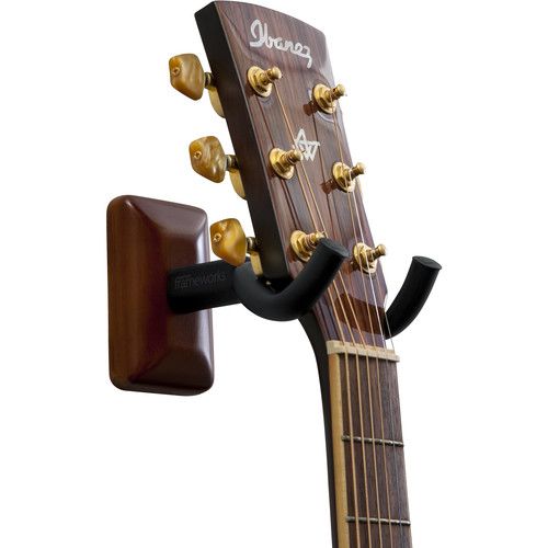  Gator Wall-Mounted Guitar Hanger with Mahogany Mounting Plate