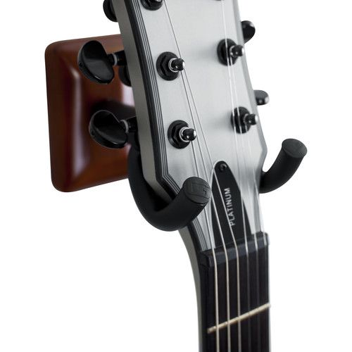  Gator Wall-Mounted Guitar Hanger with Mahogany Mounting Plate