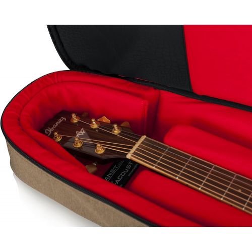  Gator Cases Transit Series Acoustic Guitar Gig Bag; Tan Exterior (GT-ACOUSTIC-TAN)