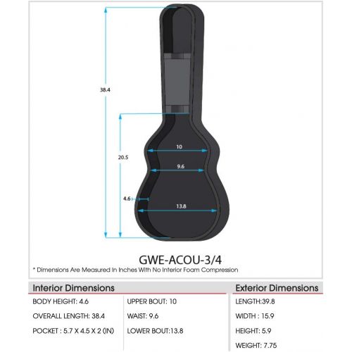  [아마존베스트]Gator Cases Hard-Shell Wood Case for 3/4 Sized Acoustic Guitars (GWE-ACOU-3/4)