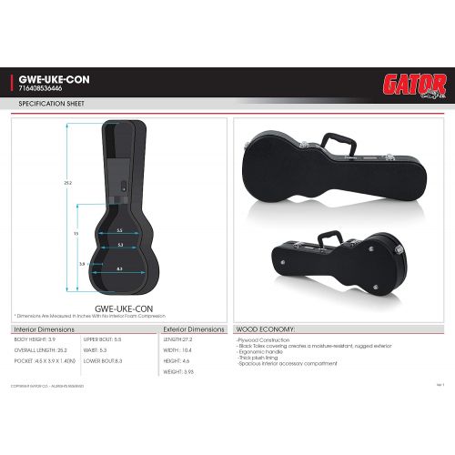  [아마존베스트]Gator Cases Deluxe Hard-Shell Wood Case For Concert Style Ukuleles (GWE-UKE-CON)