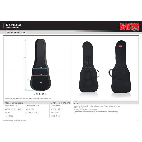  [아마존베스트]Gator Cases Gig Bag for Standard Electric Guitars (GBE-Elect)