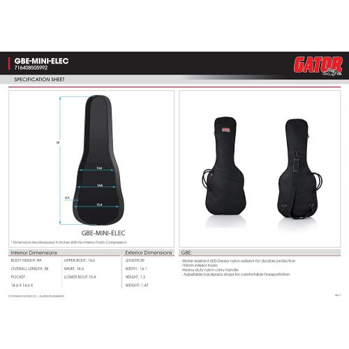  [아마존베스트]Gator Cases Gig Bag for Mini Electric Guitars (GBE-MINI-ELEC)