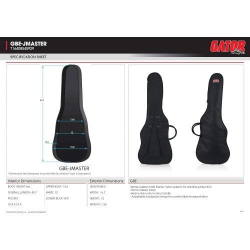  [아마존베스트]Gator Cases Gig Bag for Fender Jazzmaster Style Guitars (GBE-JMASTER)