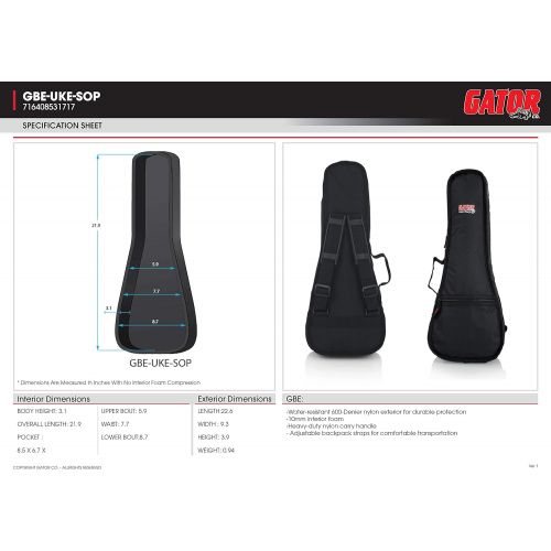  [아마존베스트]Gator Cases Gig Bag for Tenor Style Ukuleles (GBE-UKE-TEN)