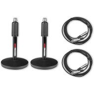 Gator Frameworks (2) Pack of Desktop Mic Stands with (2) 10-ft XLR Cables; (GFW-MIC-DESKTOP-2PK)