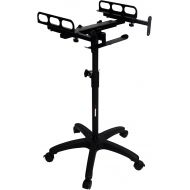 Gator Frameworks Height and Angled Adjustable Wheeled Mixer Stand with Locking Casters and Headphone Hanging Rack; (GFW-MIXERCART-0400)