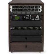 Gator Frameworks Elite Furniture Series 12U Angled Studio Rack with Locking Casters; Dark Walnut Brown Finish (GFW-ELITESTUDIORK12-BRN)