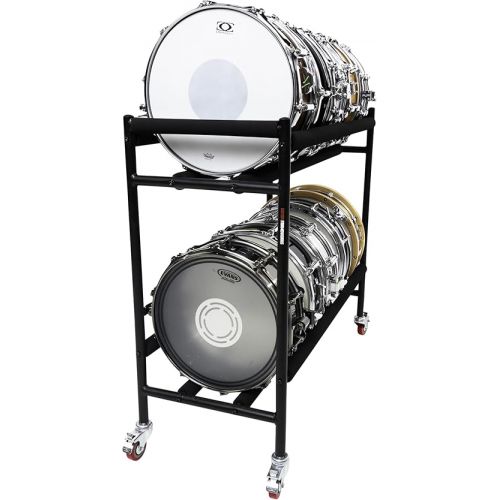  Gator Frameworks Two-Tier Snare Rack with Locking Casters - Holds up to 10 Snare Drums; (GFW-SDRACK-T2)