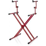 Gator Frameworks Deluxe Two Tier X Frame Keyboard Stand; Bright Red Finish (GFW-KEY-5100XRED)