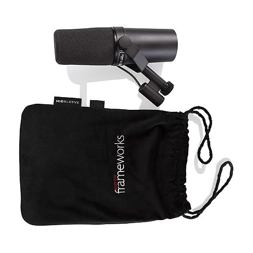  Gator Frameworks Soft Velvet Carry Bag for Studio Microphones Protects from Dust, Dirt, Scratches (GFW-MICPOUCH)