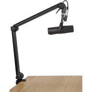 Gator Frameworks Deluxe Desk-Mounted Broadcast Microphone Boom Stand For Podcasts & Recording, Integrated XLR Cable (GFWBCBM3000), Black