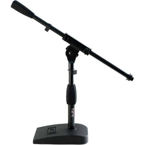  [아마존베스트]Gator Frameworks Short Weighted Base Microphone Stand with Soft Grip Twist Clutch, Boom arm, and both 3/8 and 5/8 Mounts; Base Dimensions - 4.5 X 8 (GFW-MIC-0821)