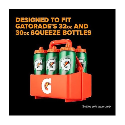  Gatorade 6ct Squeeze Bottle Carrier, Team Equipment, Bottle Caddy, Bottle Holder, Bottles Not Included, Orange