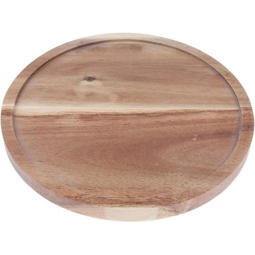  Gazechimp Flat Round Wood Server Cake Stand with Glass Dome - Turntable for Fruit Dessert and More Food, 2 Sizes Optional - S