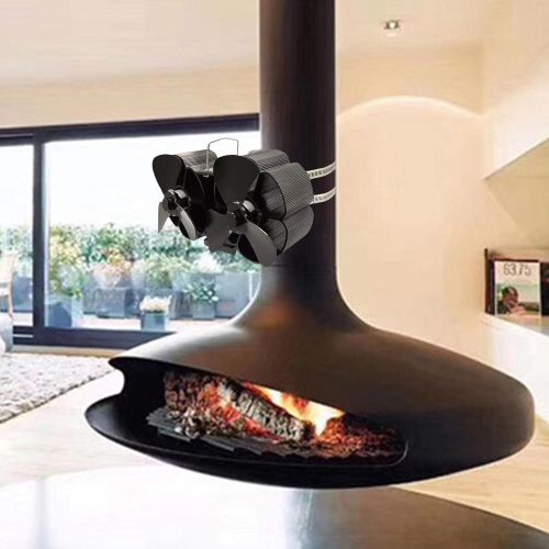  Gazechimp Dual Head 6 Blade Heat Powered Stove Fan Eco Friendly Heat Distribute Air Circulation Fireplace Fan for Farmhouse Wood/Log Burner/Fireplace