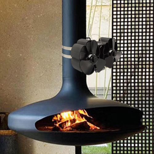  Gazechimp Dual Head 6 Blade Heat Powered Stove Fan Eco Friendly Heat Distribute Air Circulation Fireplace Fan for Farmhouse Wood/Log Burner/Fireplace