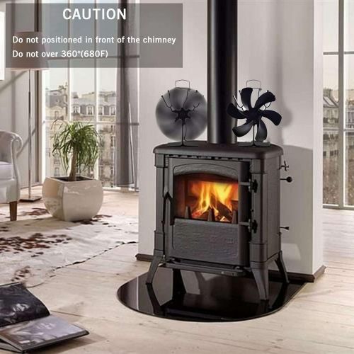  Gazechimp Large 6 Blade Heat Powered Wood Stove Eco Fan Ultra Quiet Fireplace