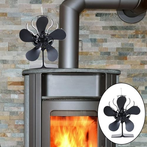  Gazechimp Heat Powered Stove Fan Saving Fuel Efficiently Eco Friendly and Efficient Wood Stove Fan for Wood,Log Burner,Fireplace Gas Burning Stoves Single Head 5 Blades