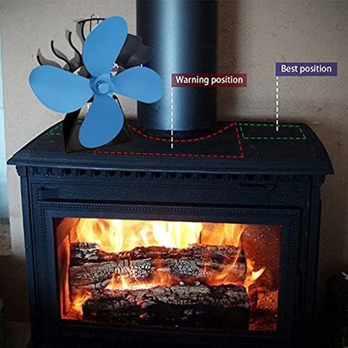  Gazechimp Fireplace Fans Heat Powered Stove Fan for Log Wood Burner Wood Stove Fan 4 Blade Eco Friendly and Efficient Fan Blue