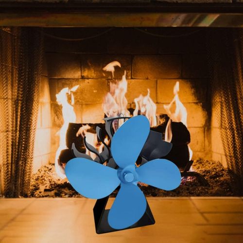  Gazechimp Fireplace Fans Heat Powered Stove Fan for Log Wood Burner Wood Stove Fan 4 Blade Eco Friendly and Efficient Fan Blue