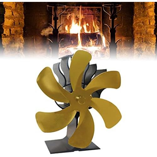  Gazechimp 6 Blades Heat Powered Stove Fan for Wood/Log Burner/Fireplace, Compact Size 7.1 x 3.94 x 7.5 inches Golden