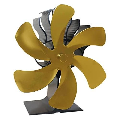  Gazechimp 6 Blades Heat Powered Stove Fan for Wood/Log Burner/Fireplace, Compact Size 7.1 x 3.94 x 7.5 inches Golden