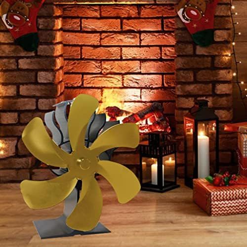  Gazechimp 6 Blades Heat Powered Stove Fan for Wood/Log Burner/Fireplace, Compact Size 7.1 x 3.94 x 7.5 inches Golden