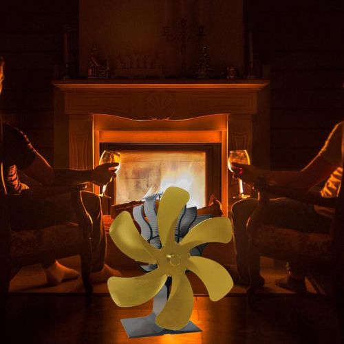  Gazechimp 6 Blades Heat Powered Stove Fan for Wood/Log Burner/Fireplace, Compact Size 7.1 x 3.94 x 7.5 inches Golden