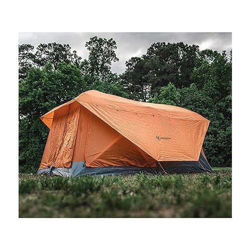  Gazelle T4 Plus Extra Large 4 to 8 Person Portable Pop Up Outdoor Shelter Camping Hub Tent with Rain Fly & Extended Screened In Sun Room, Orange