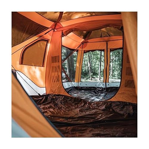  Gazelle T4 Plus Extra Large 4 to 8 Person Portable Pop Up Outdoor Shelter Camping Hub Tent with Rain Fly & Extended Screened In Sun Room, Orange