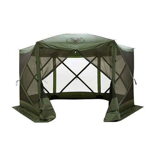  Gazelle 5 Sided Outdoor Portable Pop Up Screened Gazebo Canopy Tent with Carry Bag and Stakes for Parties and Other Outdoor Occasions, Alpine Green