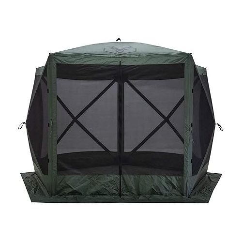  Gazelle 5 Sided Outdoor Portable Pop Up Screened Gazebo Canopy Tent with Carry Bag and Stakes for Parties and Other Outdoor Occasions, Alpine Green