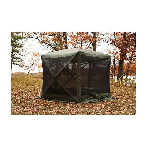  Gazelle 5 Sided Outdoor Portable Pop Up Screened Gazebo Canopy Tent with Carry Bag and Stakes for Parties and Other Outdoor Occasions, Alpine Green