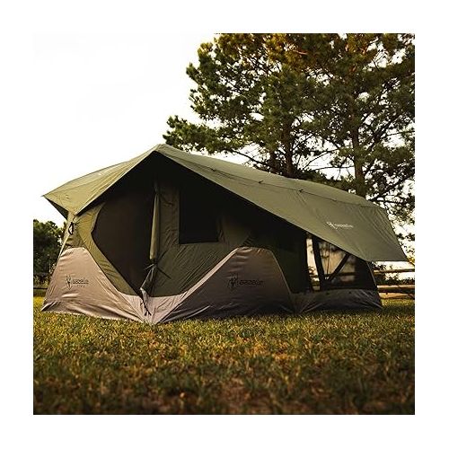  Gazelle Tents T3 Tandem GT350GR Pop-Up Portable Camping Hub Tent, Easy Instant Set up in 90 Seconds, Alpine Green, 6-Person, Family, Overlanding, 82