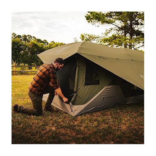  Gazelle Tents T3 Tandem GT350GR Pop-Up Portable Camping Hub Tent, Easy Instant Set up in 90 Seconds, Alpine Green, 6-Person, Family, Overlanding, 82