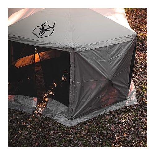  Gazelle Tents™, G5 5-Sided Portable Gazebo, Easy Pop-Up Hub Screen Tent, Waterproof, UV Resistant, 4-Person & Table, Desert Sand, 85