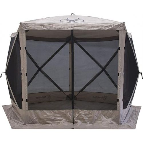  Gazelle Tents™, G5 5-Sided Portable Gazebo, Easy Pop-Up Hub Screen Tent, Waterproof, UV Resistant, 4-Person & Table, Desert Sand, 85