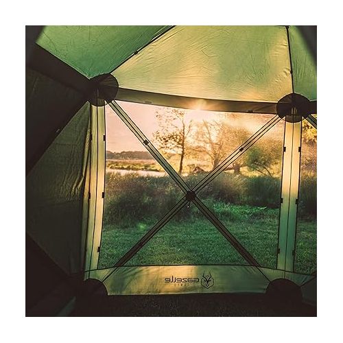  Gazelle Tents GG501GR G5 Pop-Up Portable 5-Sided Hub Gazebo/Screen Tent, Alpine Green, Easy Instant Set Up in 60 Seconds, Includes Free 3 Pack of Wind Panels