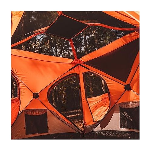  Gazelle Tents™ T4 Hub Tent, Easy 90 Second Set-Up, Waterproof, UV Resistant, Removable Floor, Ample Storage Options, 4-Person, Sunset Orange, 78