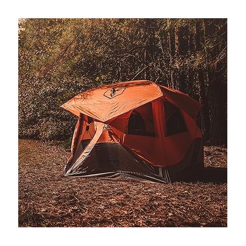  Gazelle Tents™ T4 Hub Tent, Easy 90 Second Set-Up, Waterproof, UV Resistant, Removable Floor, Ample Storage Options, 4-Person, Sunset Orange, 78