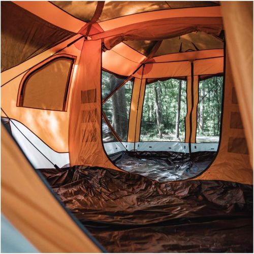  Gazelle T4 Plus Extra Large 4 to 8 Person Portable Pop Up Outdoor Shelter Camping Hub Tent with Extended Screened in Sun Room, Orange