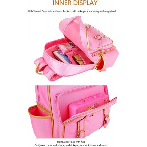  [아마존베스트]Gazigo Children Princess Waterproof PU Backpack for Elementary School Girls