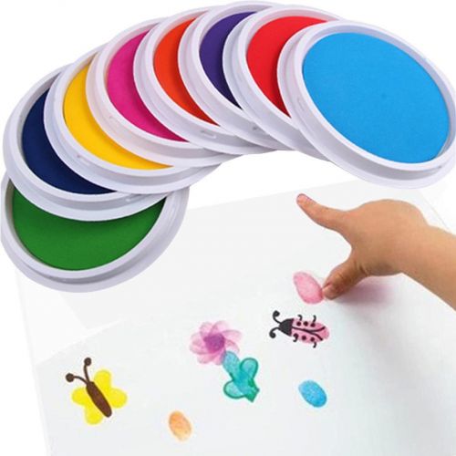  [아마존베스트]Gbell Colors DIY Ink Pad Stamp,Finger Painting Craft Cardmaking Large Round for Kids Children, Assorted 8 Colors
