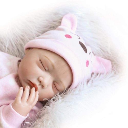  Gbell 22 Inch Silicone Reborn Doll Realistic Baby Doll Girls with Pacifier,Bottle & Carpet- Lifelike Newborn Doll Toy Playmate Birthday Gifts for Toddlers Girls Kids (Multicolor)