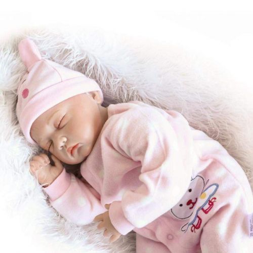  Gbell 22 Inch Silicone Reborn Doll Realistic Baby Doll Girls with Pacifier,Bottle & Carpet- Lifelike Newborn Doll Toy Playmate Birthday Gifts for Toddlers Girls Kids (Multicolor)