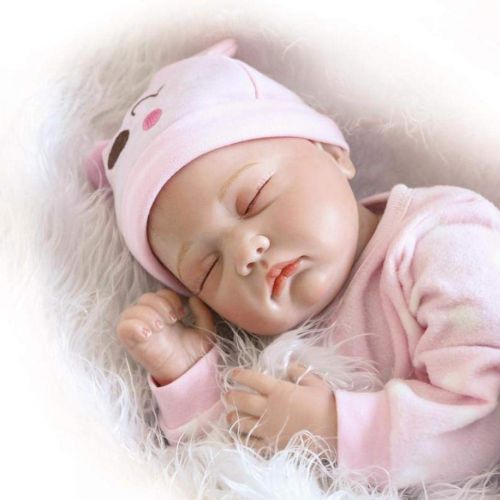  Gbell 22 Inch Silicone Reborn Doll Realistic Baby Doll Girls with Pacifier,Bottle & Carpet- Lifelike Newborn Doll Toy Playmate Birthday Gifts for Toddlers Girls Kids (Multicolor)