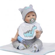 Gbell 22 Inch Silicone Reborn Doll,Realistic Baby Doll Girl with Pacifier,Bottle & Carpet- Lifelike Newborn Girl Doll Playmate Birthday Gifts Toy for Girls Kids Toddlers (Multicolo