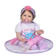 Gbell 22 Inch Silicone Lifelike Reborn Doll Realistic Baby Doll Girls with Pacifier,Bottle & Carpet- Newborn Doll Toy Playmate Birthday Gifts for Toddlers Girls Kids (Multicolor)